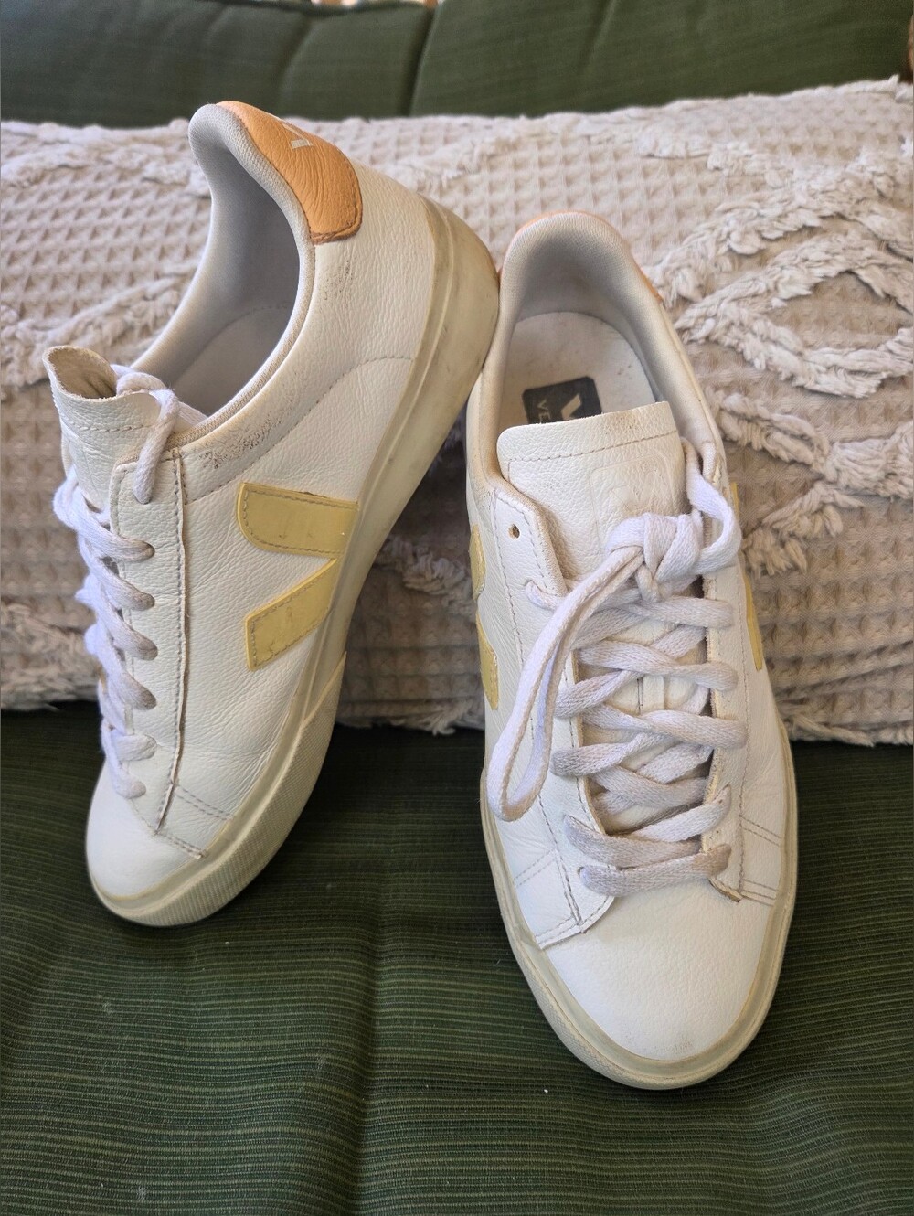 VEJA CAMPO LEATHER WHITE SUN PEACH SNEAKERS - Picture 7 of 9